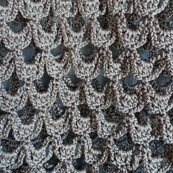 NWT My Beachy Side Macaron Hand Crochet Mini Dress Cover Up in Bronze Sz Medium - Picture 6 of 10